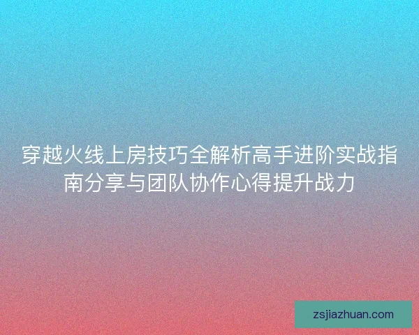 穿越火线上房技巧全解析高手进阶实战指南分享与团队协作心得提升战力